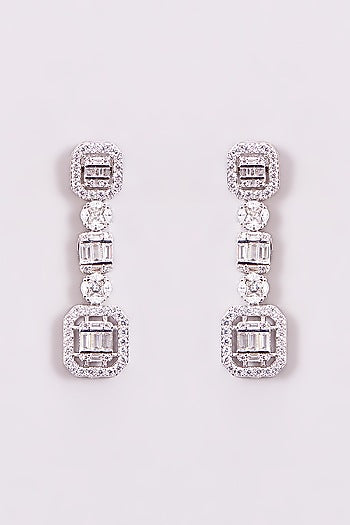 White Finish Zircon Dangler Earrings