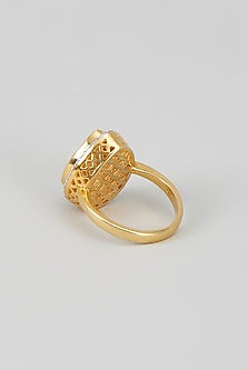 Gold Finish Kundan Polki & CZ Diamond RIng