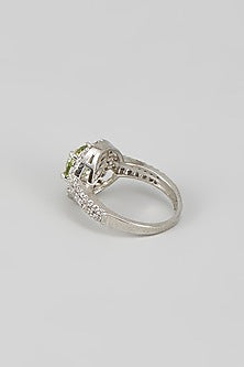 White Finish Zircon & Quartz Stone Ring