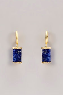 Gold Plated Lapis Lazuli Dangler Earrings In Sterling Silver