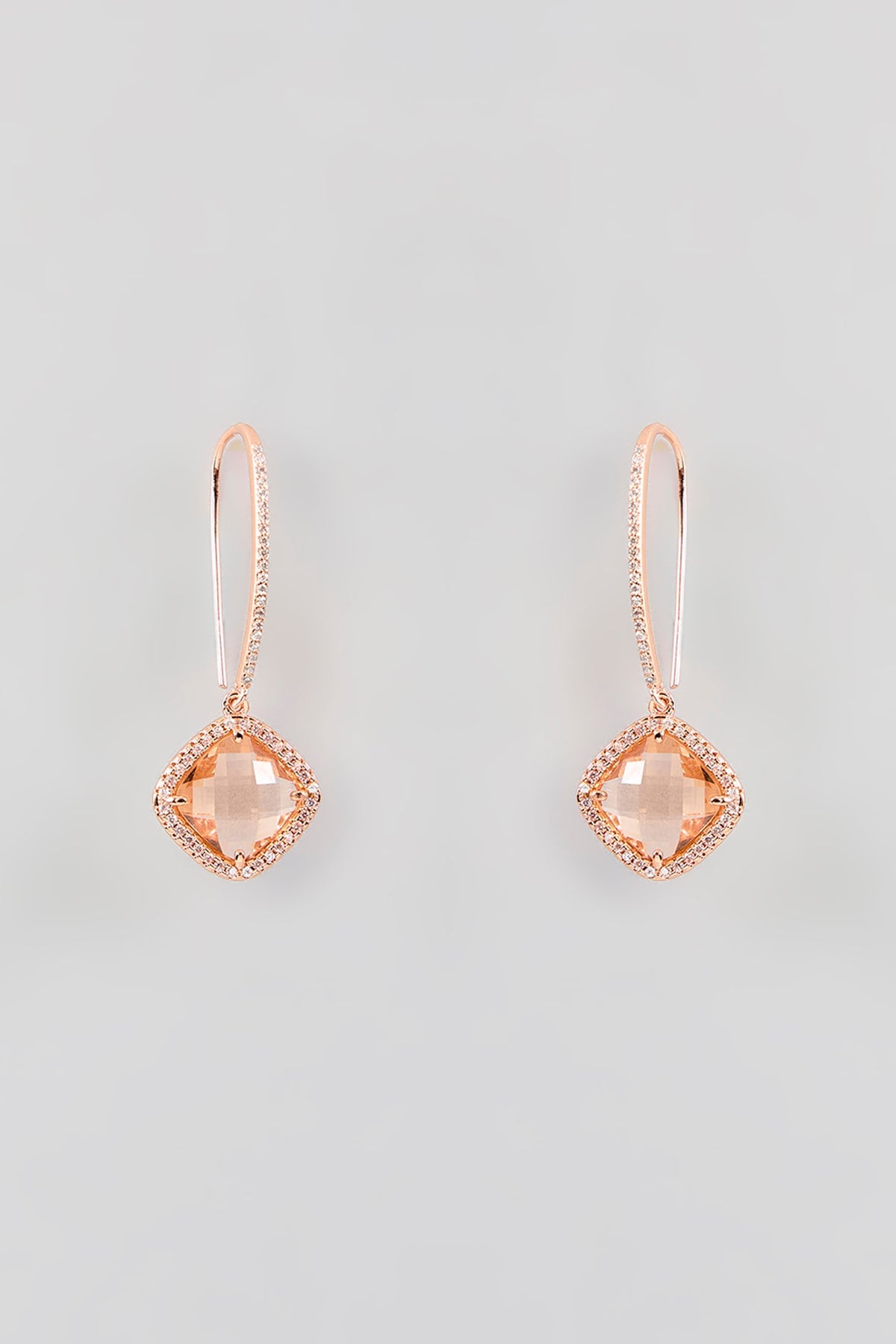 Rose Gold Finish Cubic Zirconia & Crystal Dangler Earrings