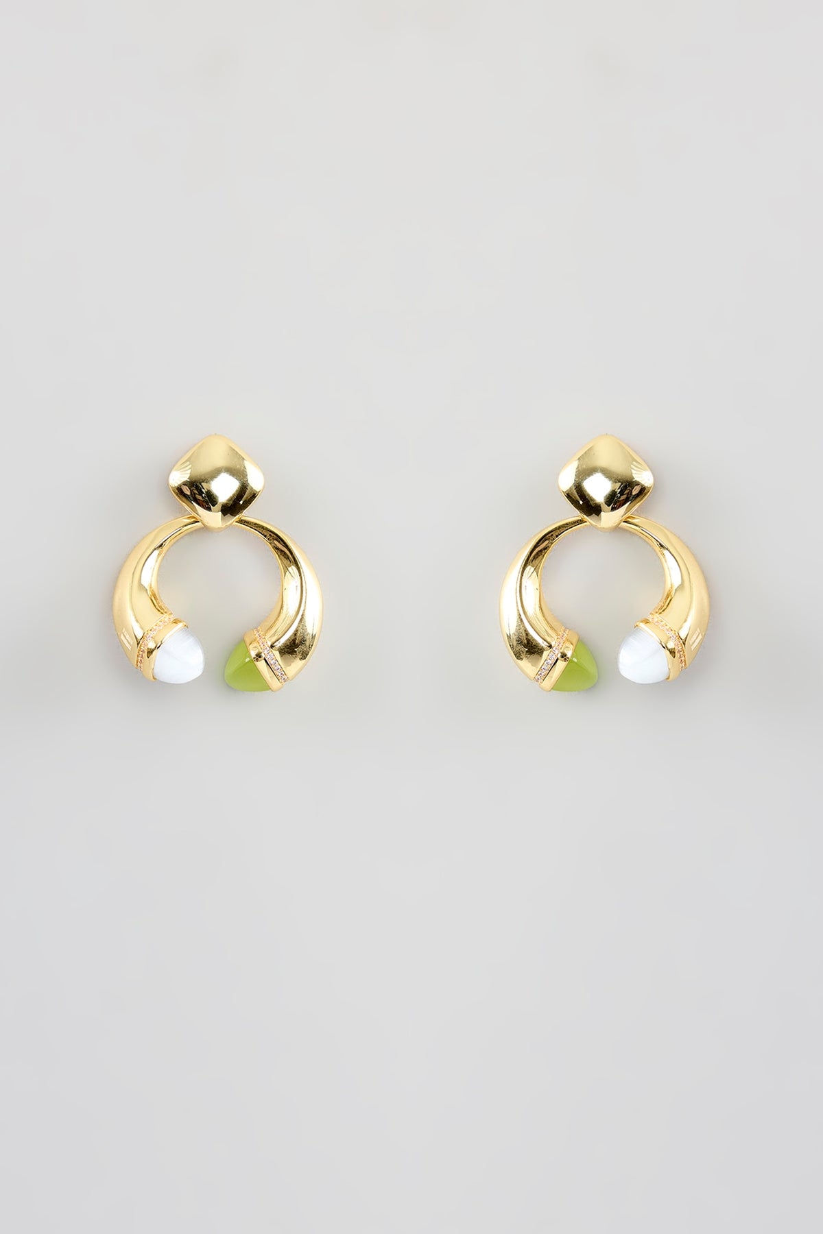 Gold Finish Cubic Zirconia & Crystal Dangler Earrings