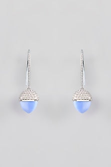 White Rhodium Finish Cubic Zirconia & Crystal Dangler Earrings
