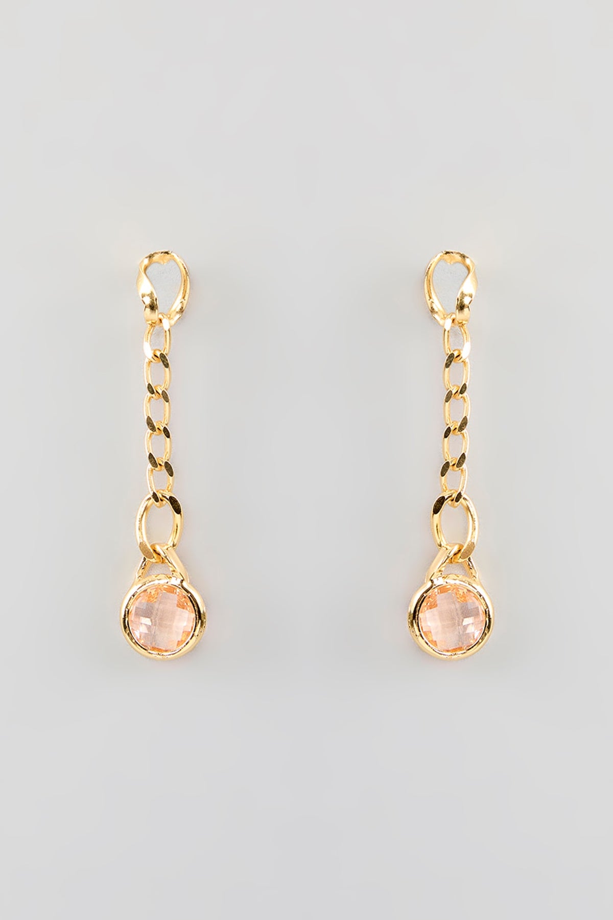 Gold Finish Orange Crystal Dangler Earrings