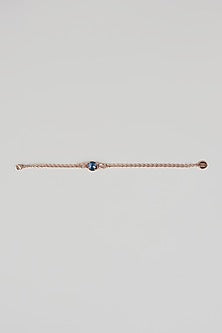 Rose Gold Finish Blue Sapphire Crystal Curb Bracelet