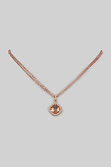 Rose Gold Finish Cubic Zirconia & Crystal Necklace