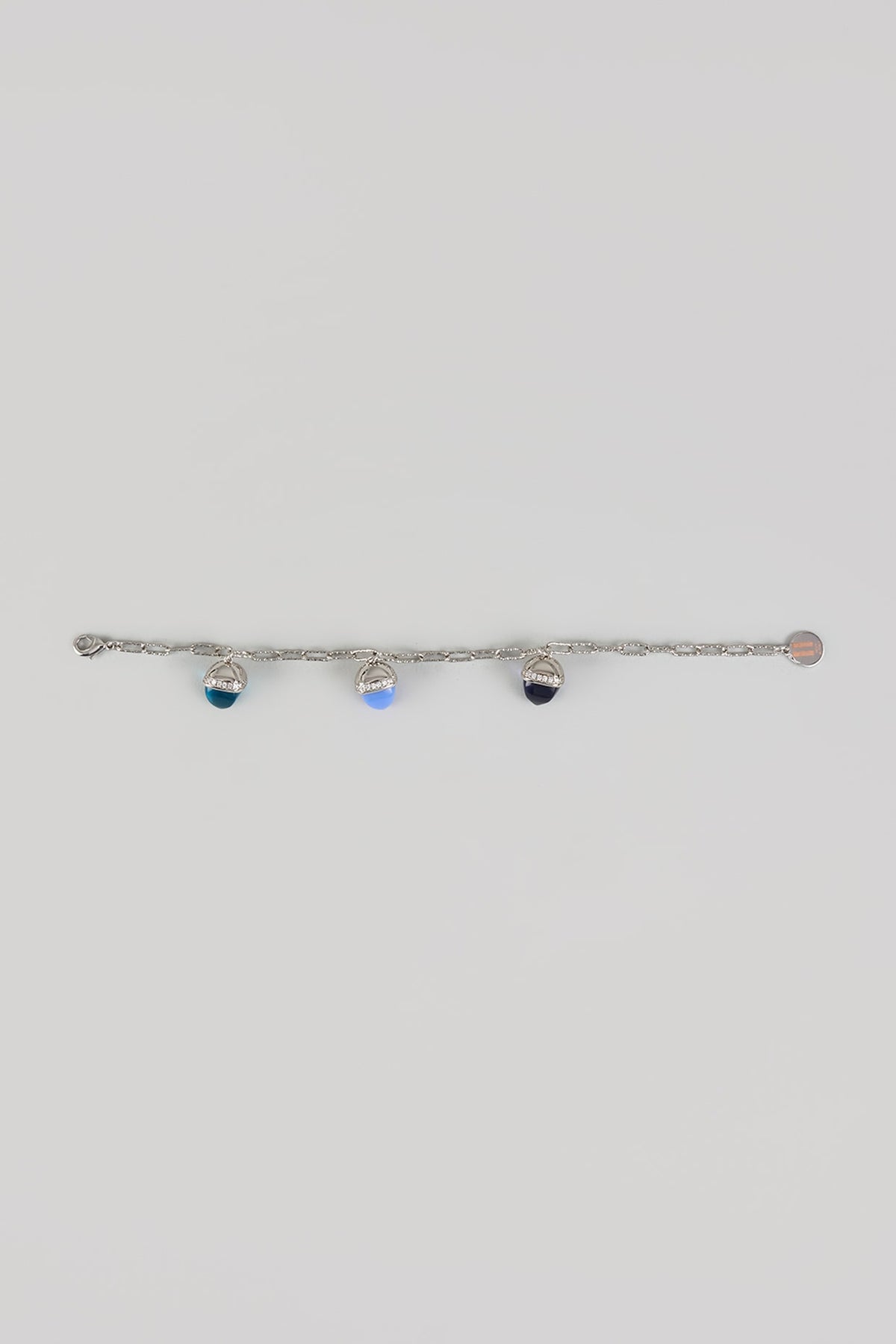 White Finish Multi-Colored Crystal Pendant Bracelet