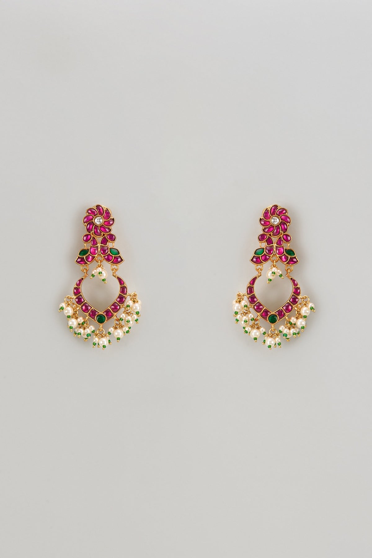 Gold Finish Freshwater Pearl & Semi-Precious Stone Dangler Earrings In Sterling Silver