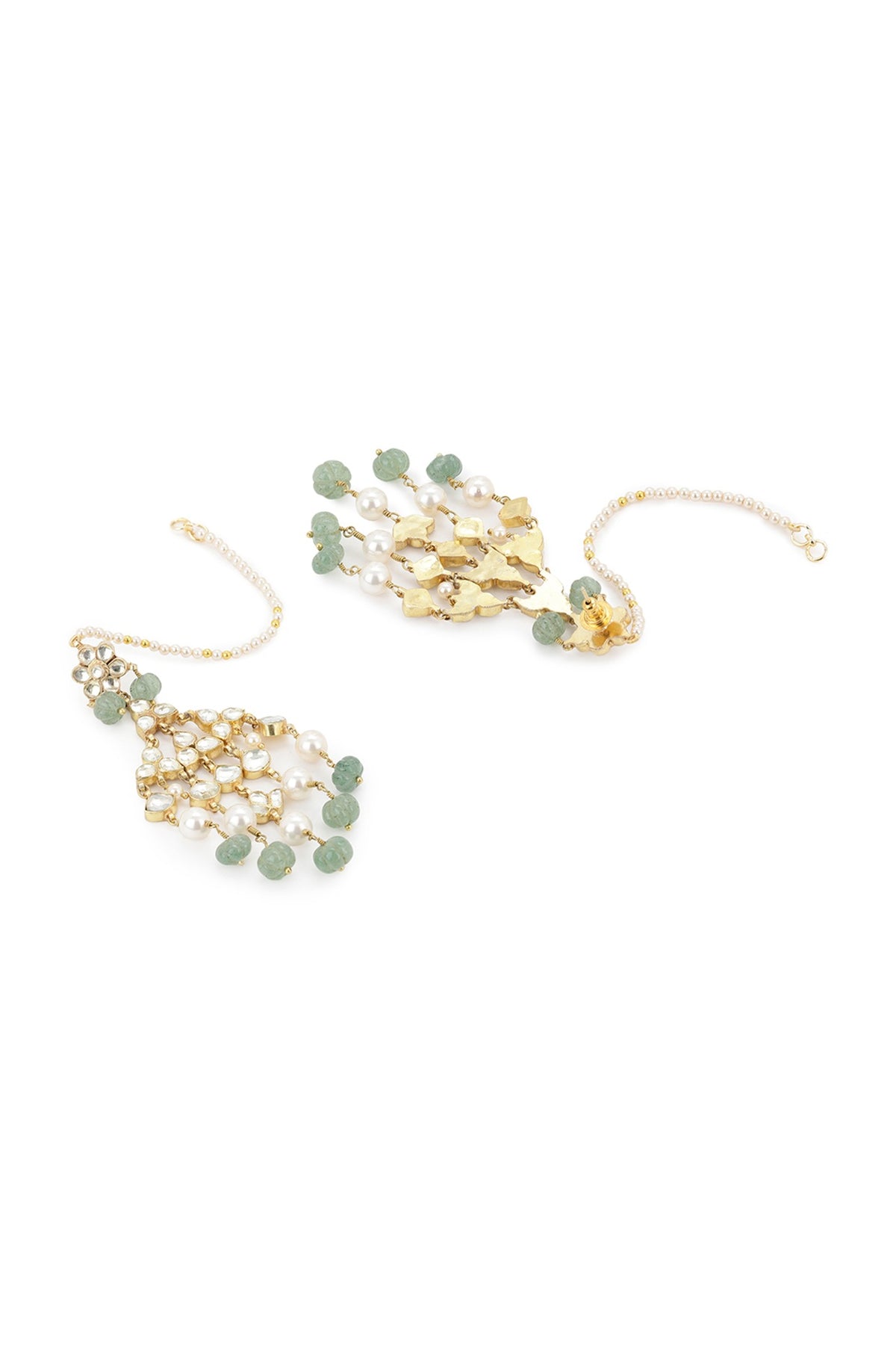 Gold Finish Kundan Polki & Jade Onyx Stone Kundankari Dangler Earrings