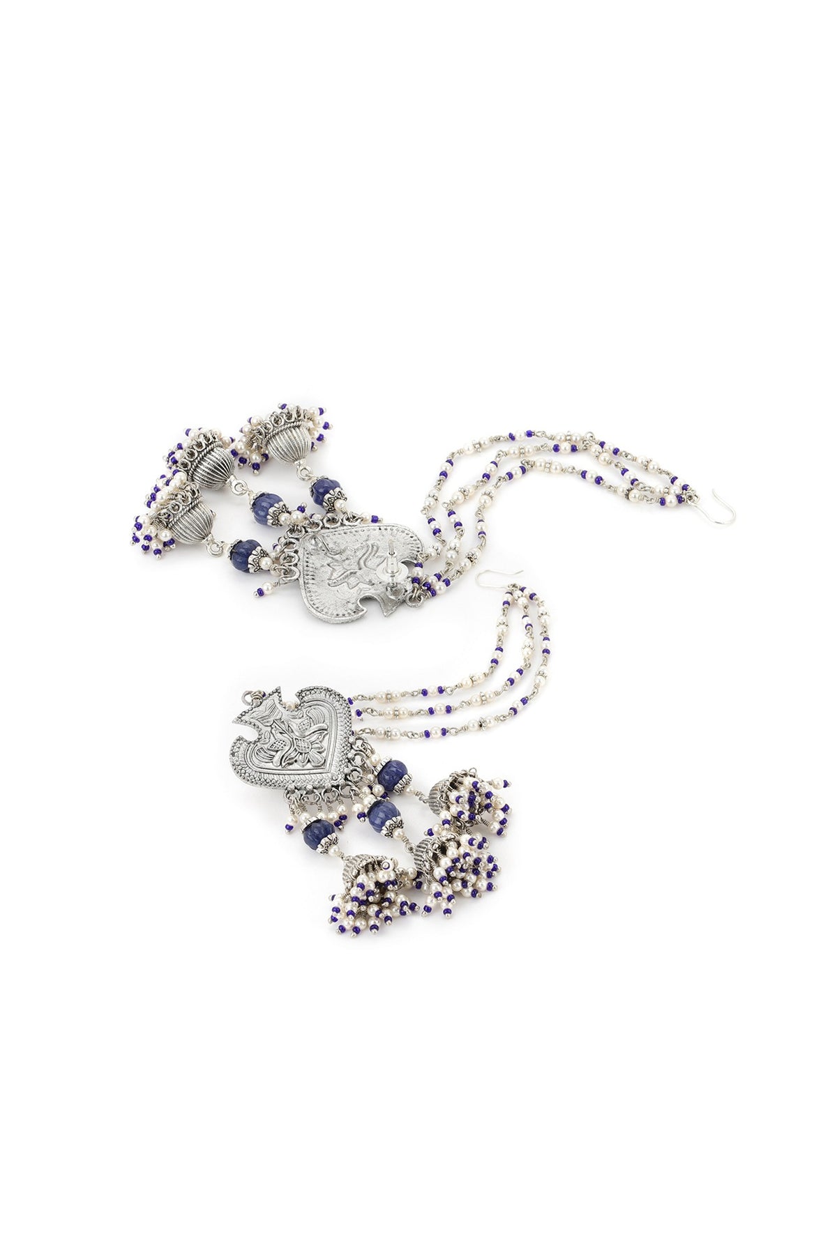 White Finish Kundan Polki & Onyx Stone Dangler Earrings