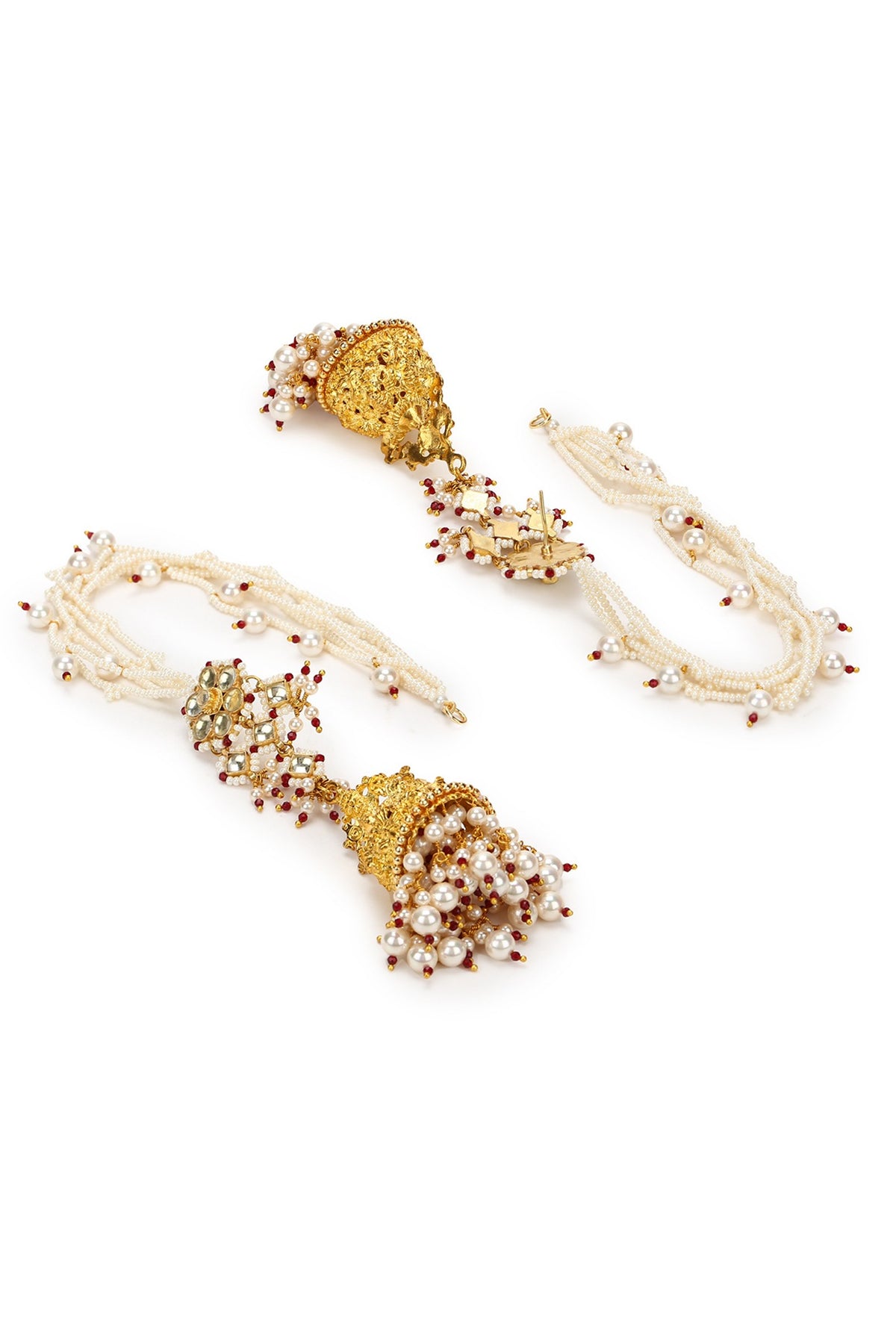 Gold Finish Kundan Polki & Onyx Stone Dangler Earrings