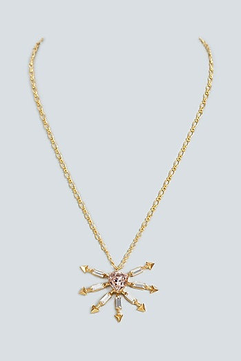 Gold Plated Baguette Swarovski Crystal Pendant Necklace