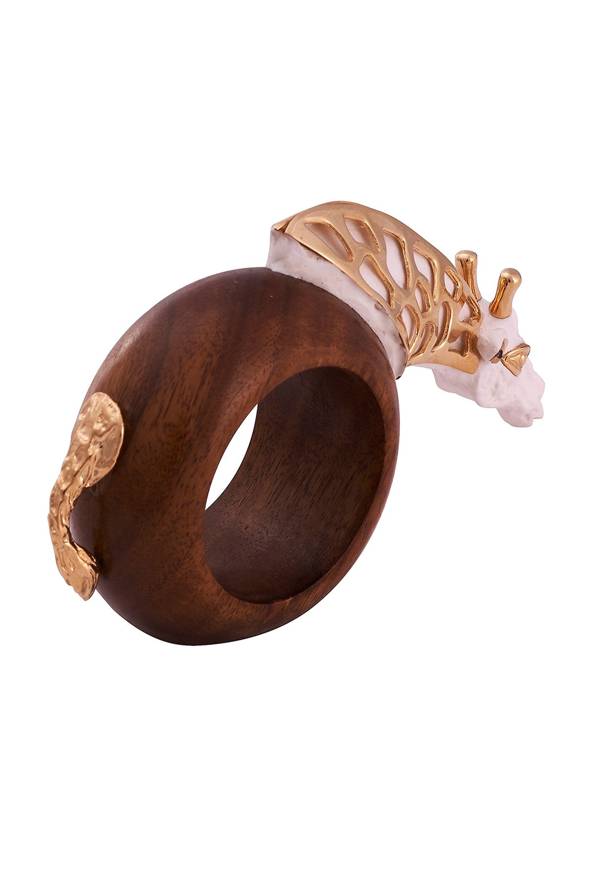 White & Gold Wood Giraffe Napkin Ring