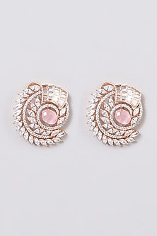 White Finish Synthetic Stone Earrings
