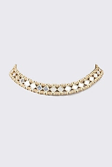 Gold Finish Mirror Choker Necklace