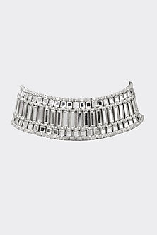 Silver Finish Mirrors Choker Necklace