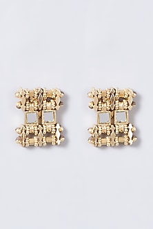 Two Toned Finish Zircon Earrings