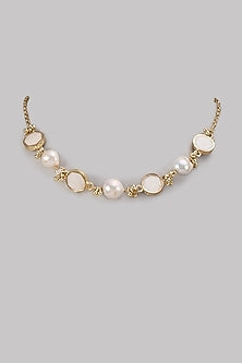 Gold Finish Water Pearl Necklace