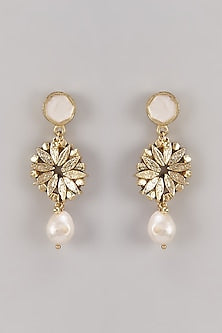 Gold Finish Water Pearl Earrings