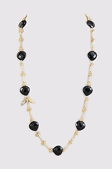 Gold Finish Black Water Pearl Necklace