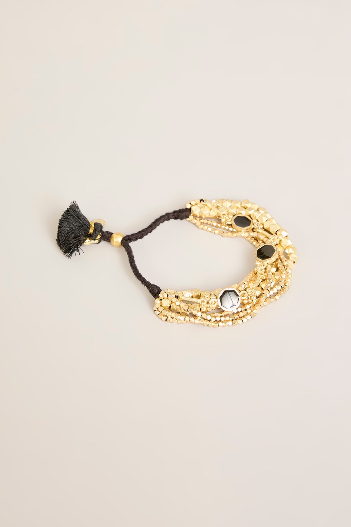Gold Finish Black Stone Bracelet