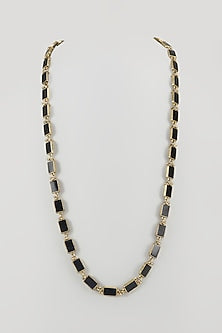 Gold Finish Black Stone Necklace