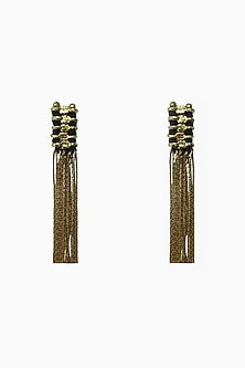 Gold Finish Fresh Water Pearl Dangler Earrings