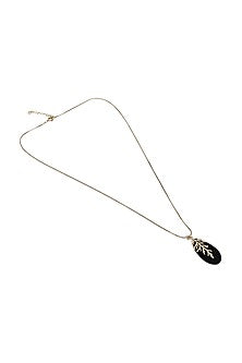 Gold Finish Semi-Precious Stone Pendant Necklace