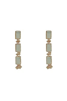 Gold Finish Mirror Dangler Earrings