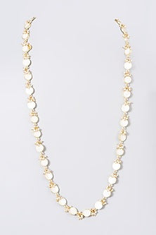 Gold Finish Reversible Long Necklace In Mixed Metal