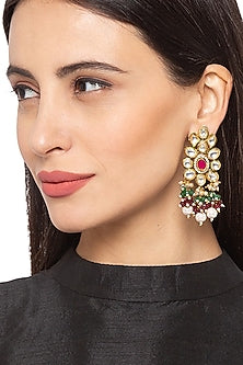 Gold Finish Pearl & Kundan Earrings