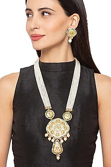 Gold Finish Long Necklace Set