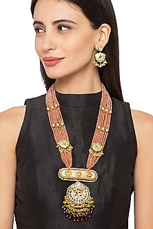 Gold Finish Kundan & Bead Necklace Set