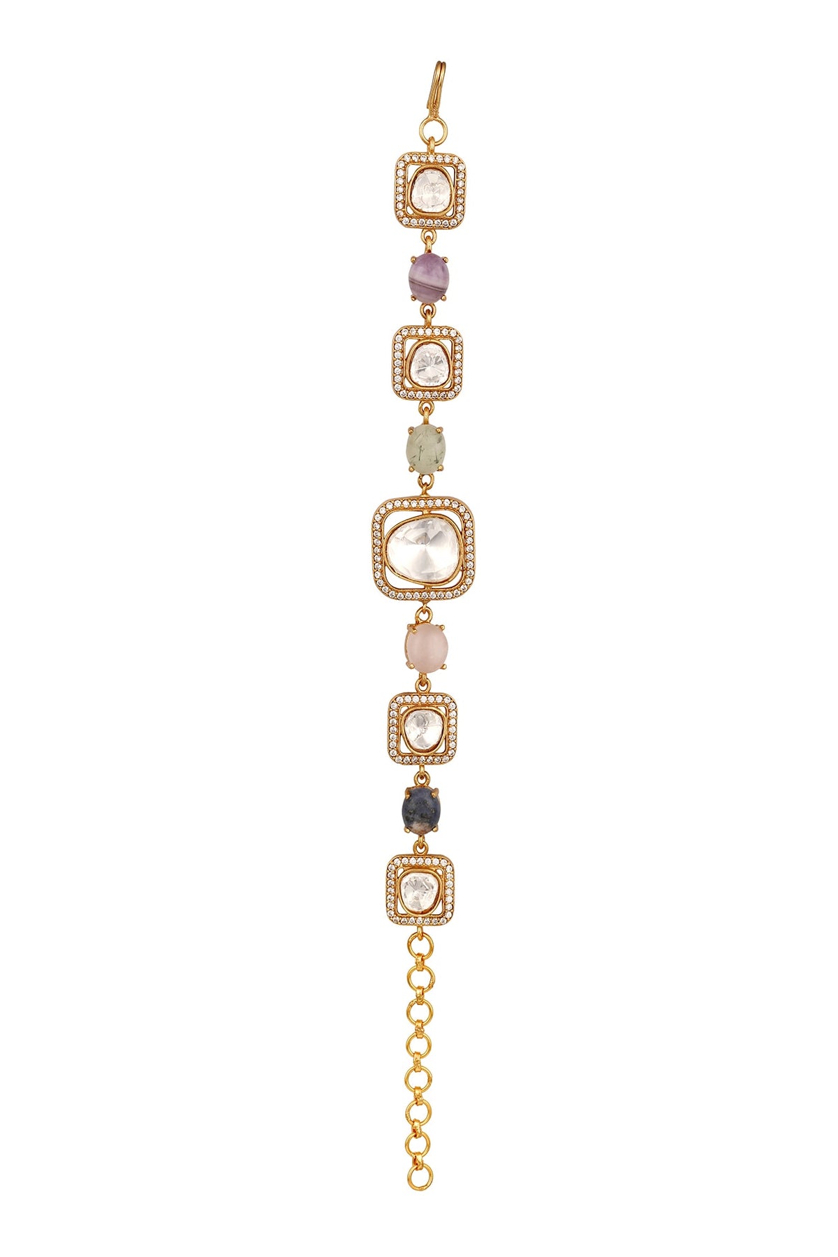 Micron Gold Finish Moissanite Kundan Polki & Cz Diamond Bracelet