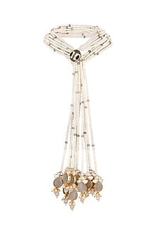 Two-Tone Finish Pearl & Onyx Handcrafted Long Necklace