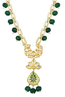 Micron Gold Finish Kundan Long Necklace