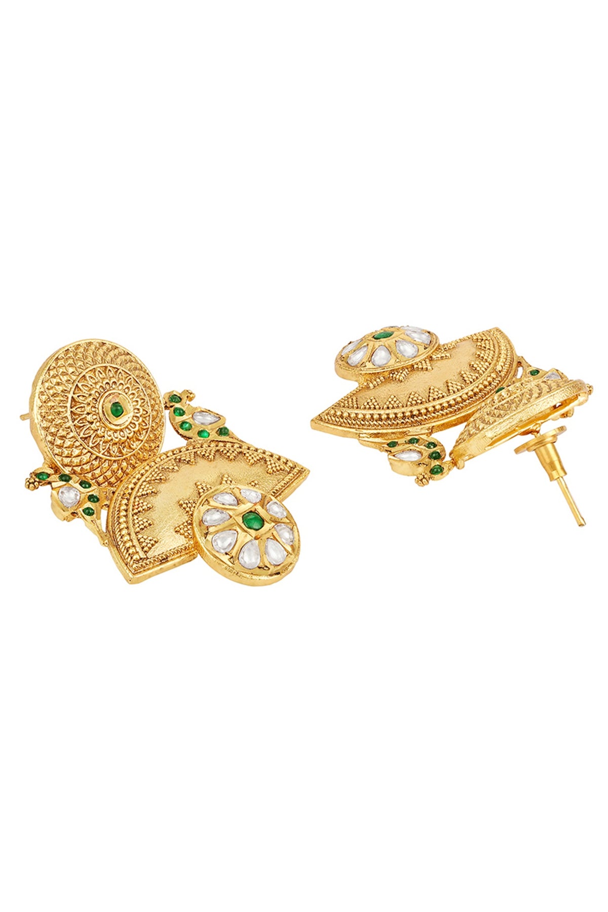 Micron Gold Finish Kundan Polki Dangler Earrings