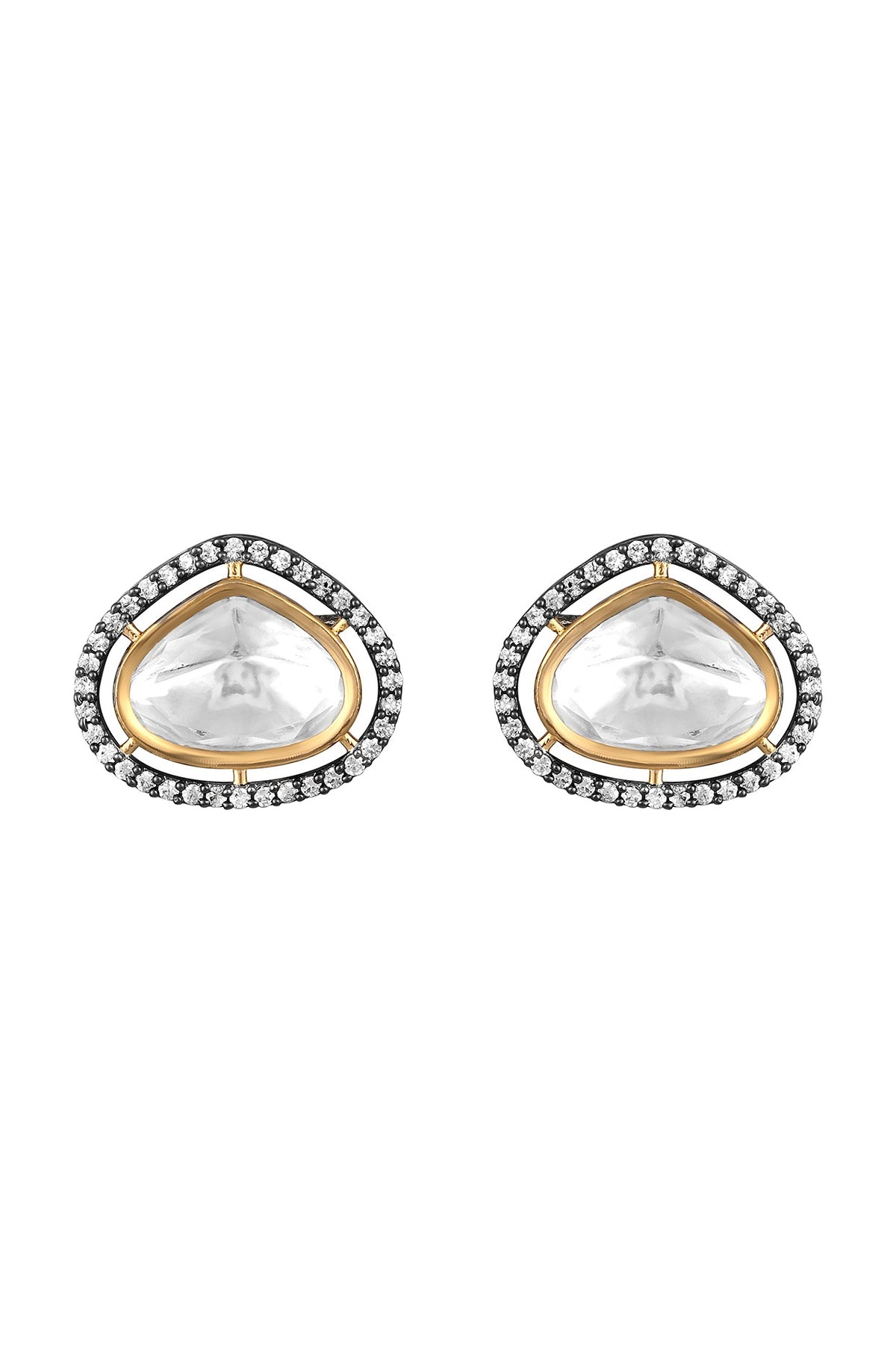 Two Tone Finish Kundan Polki & Cubic Zirconia Necklace Set
