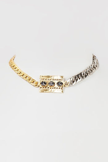 Two Tone Finish Grey Zircon Handmade Choker Necklace