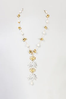 Two Tone Finish Pearl & Ghugri Handmade Long Necklace