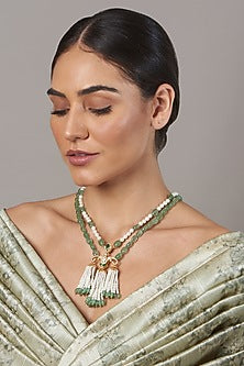 Gold Finish Pearl Choker Necklace In Sterling Silver