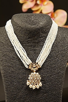 Gold Finish Necklace With Pearls In Sterling Silver