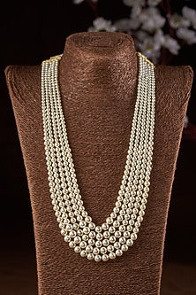 White Mother Of Pearl Layered Mala In Sterling Silver