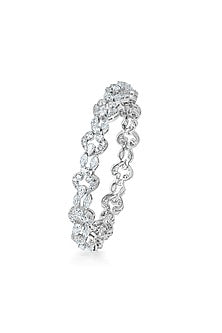 White Finish Zircon Intricate Solitaire Bangle In Sterling Silver