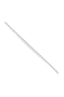 White Finish Zircon Round Solitaire Tennis Bracelet In Sterling Silver