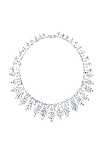 White Finish Diamond Necklace In Sterling Silver