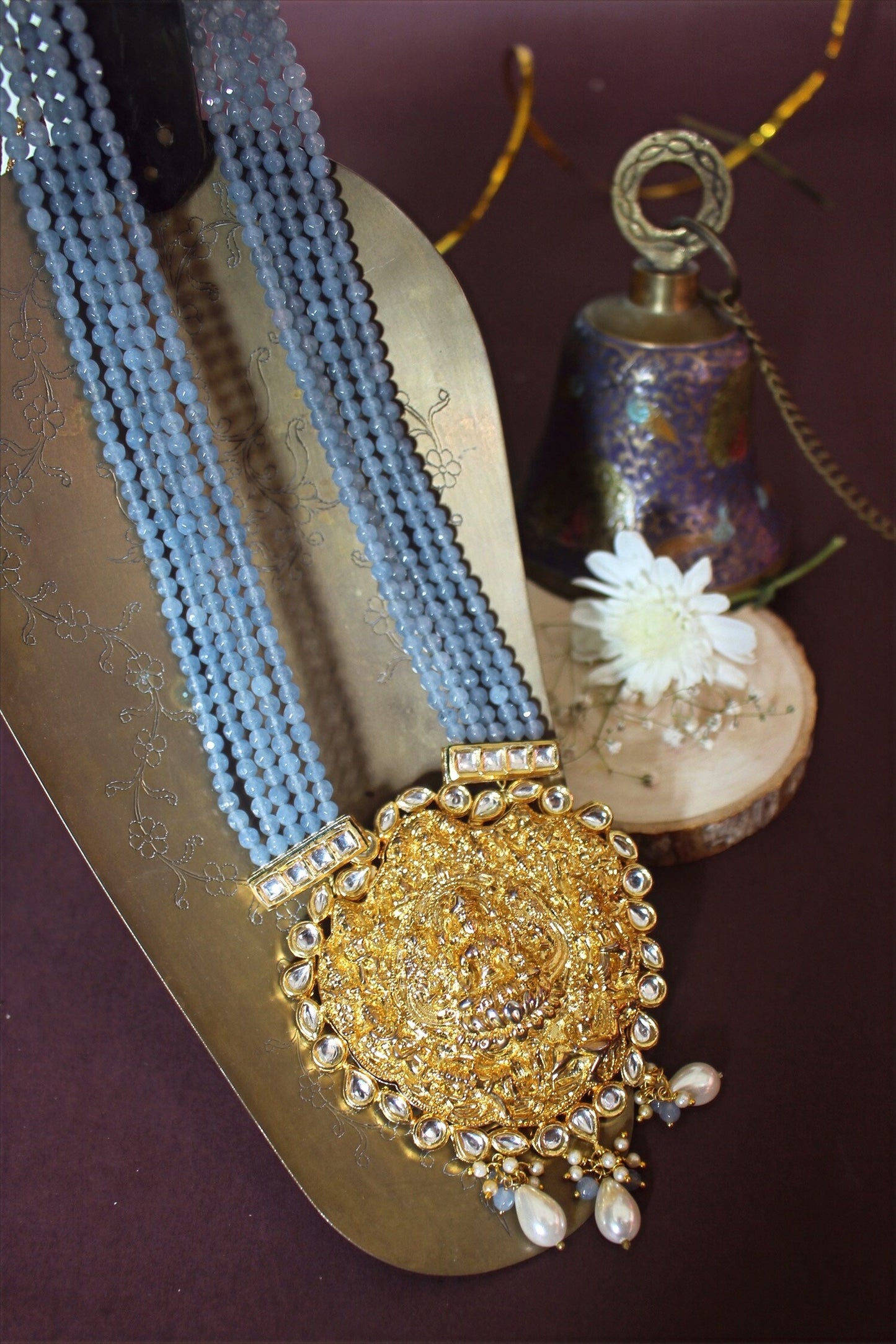 Zamani Jadau Temple Pendant Necklace
