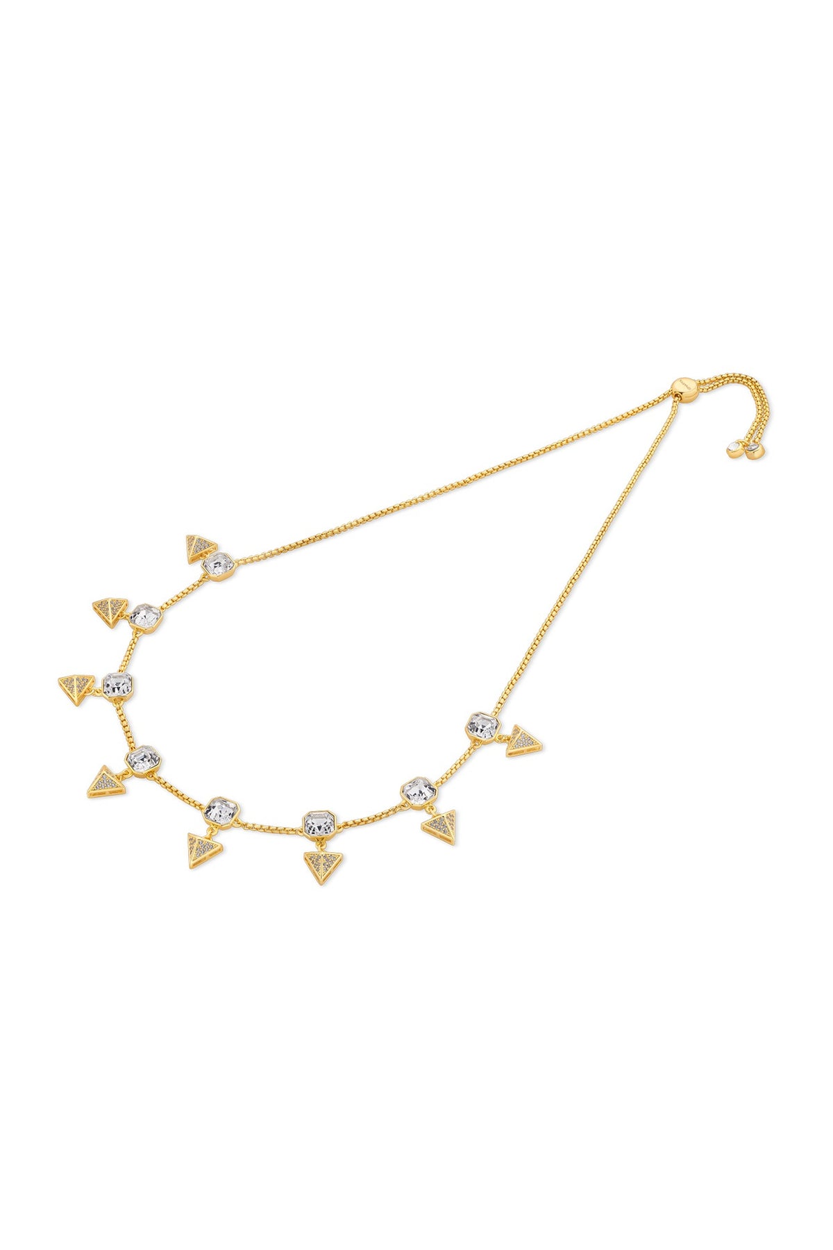 Gold Plated CZ Stone & Crystal Pyramid Choker Necklace