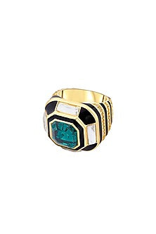 Gold Plated Green Crystal Ring
