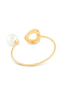Gold Plated Mirror & Pearl Cuff Bracelet